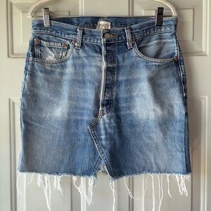 Furst of a Kind/Levi’s reworked frayed hem denim mini skirt 33 Waist